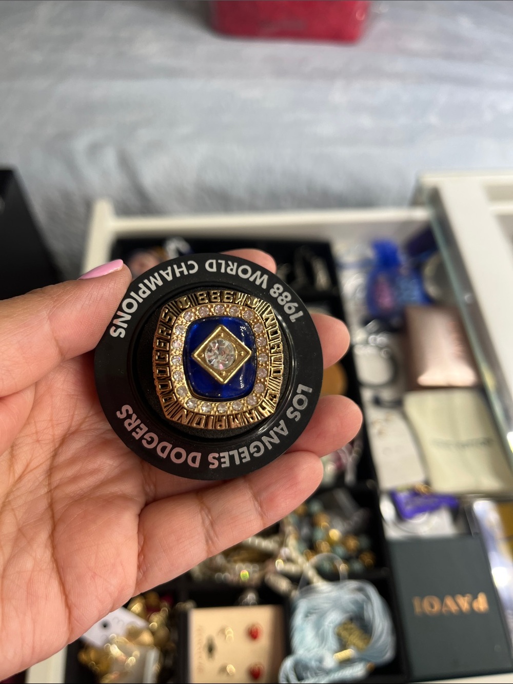LA Dodgers Gold Tone Men's Championship Style Ring